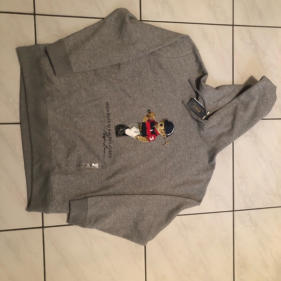 POLO RALPH LAUREN Bear Fleece Grey Hoodie. Size: 2XL, 2XB, 2TG